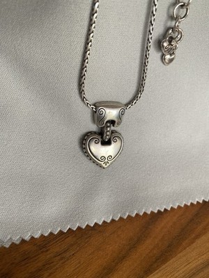 Brighton Silver Heart Necklace Pendant with Chain Cafe Au Lait