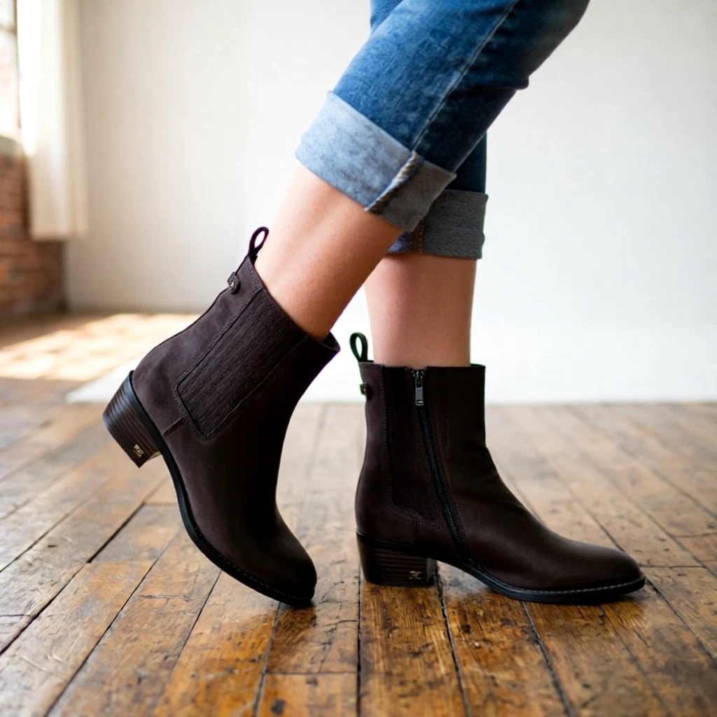 Sam Edelman Stivali Western Soyer Donna, Pelle Nera, Tacco 7 Cm, Punta Affusolata, Taglia 37.5 EU