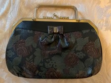 Vintage Clutch Evening Bag Floral Kiss Lock Handbag for Wedding Prom Dance 11x7