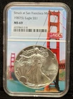 NGC MS69 1987 Uncirculated American Silver Eagle One Dollar S$1 Coin - 218