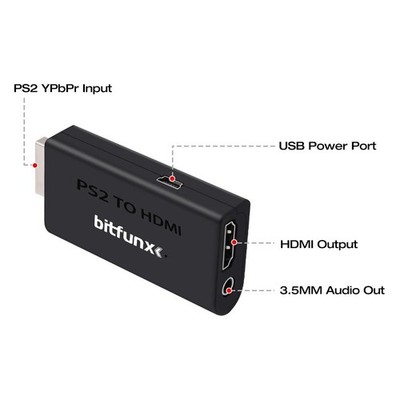 Bitfunx HDMI-compatible Converter Adapter Ypbpr Input for Sony PS2