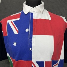 COTTON TRADERS Mens Polo shirt Rugby World Cup Flag Colour Block Size L
