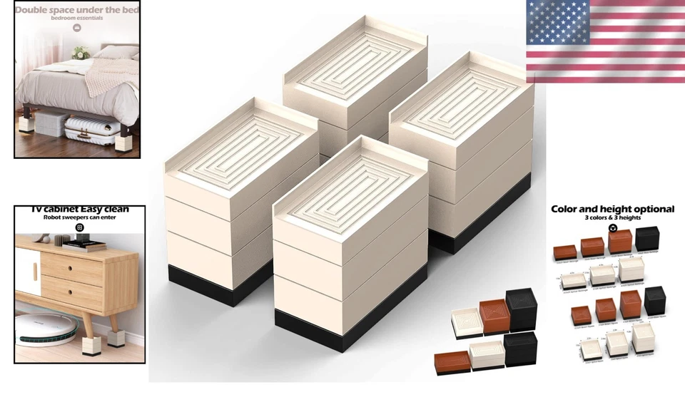 Elevadores antideslizantes para muebles de 4 pulgadas: soporta 1300 libras, perfectos para elevación Foto 2 de 4