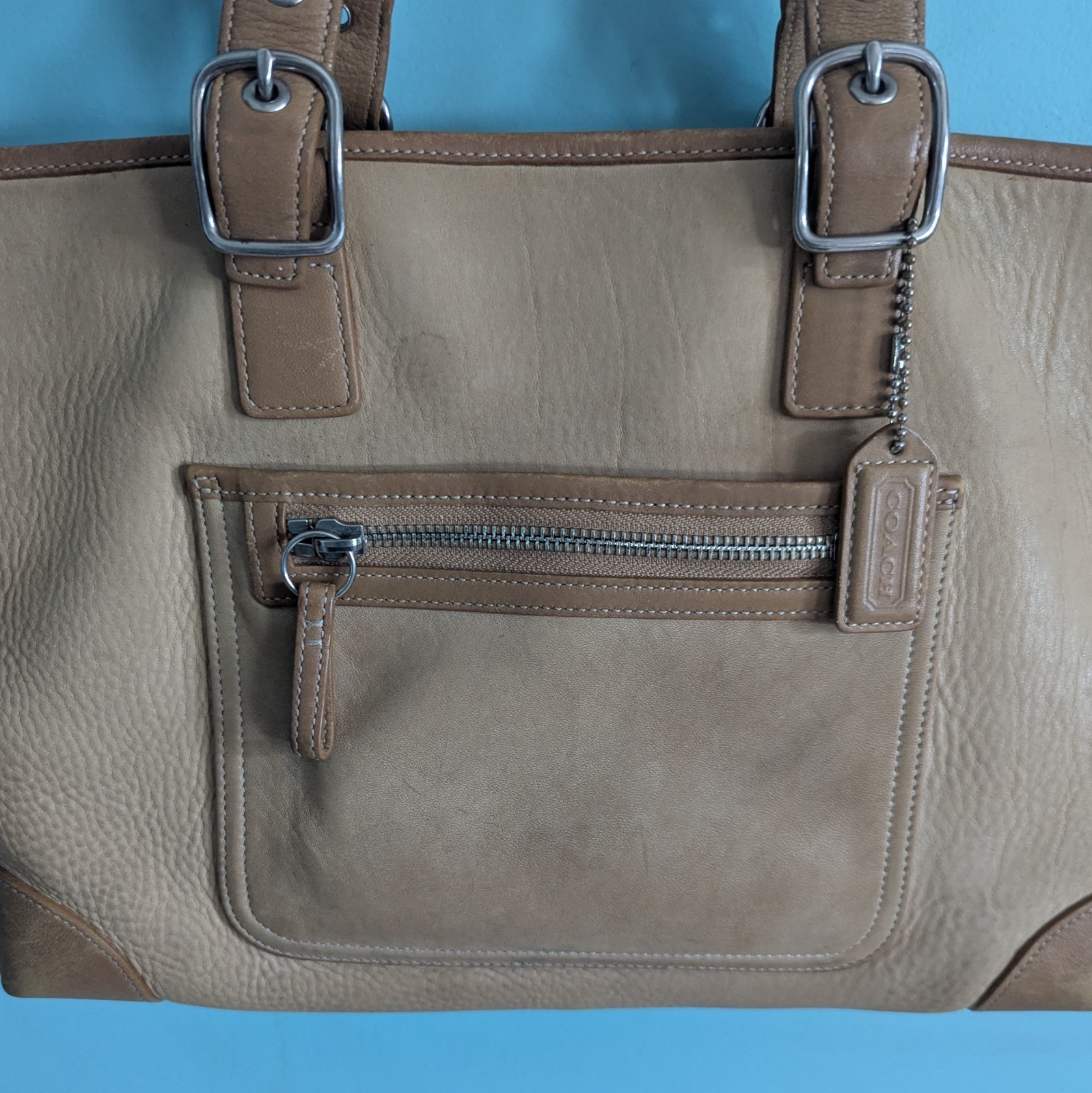 Authenticated Coach Hampton Beechnut Tan Pebbled … - image 2