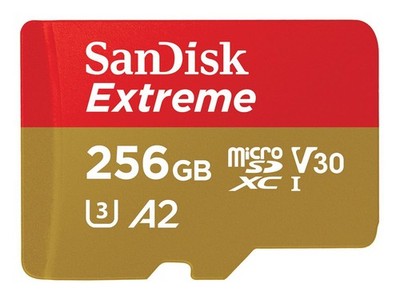 SanDisk Extreme 256GB UHS-I U3 microSDXC Memory Card with SD Adapter