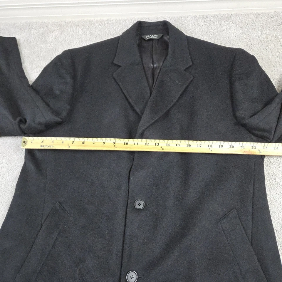 Jos. A. Bank 100% Cashmere Long Overcoat Black Size 42R Quiet Luxury Preppy - Image 3 of 4