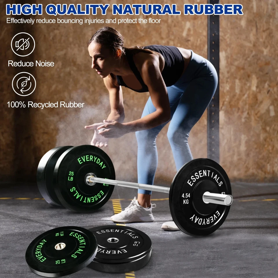 Placa de peso olímpica con buje de acero, negra, juego de 160 libras Foto 2 de 4