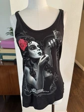 David Gonzales Art Tee Tshirt DG Angels BONITA Chola Pinup Racer Back Tank New