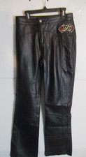 Harley Davidson Women's Leather Pants Size 32/4W Black - Excellent Condition