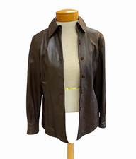 St. John Sport Brown Button Front Jacket Pockets Lined Mid-Length Size 4