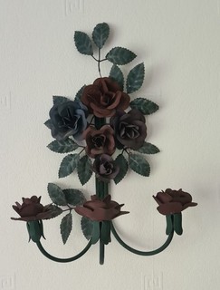 VTG Metal Floral Flower Wall Sconce Candleholder 3 Arm WOW