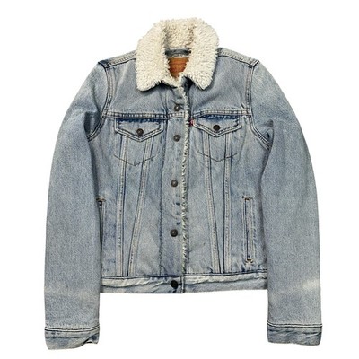 Levis Sherpa gefütterte Denim Trucker Jacke Regular Fit blau Damen Small