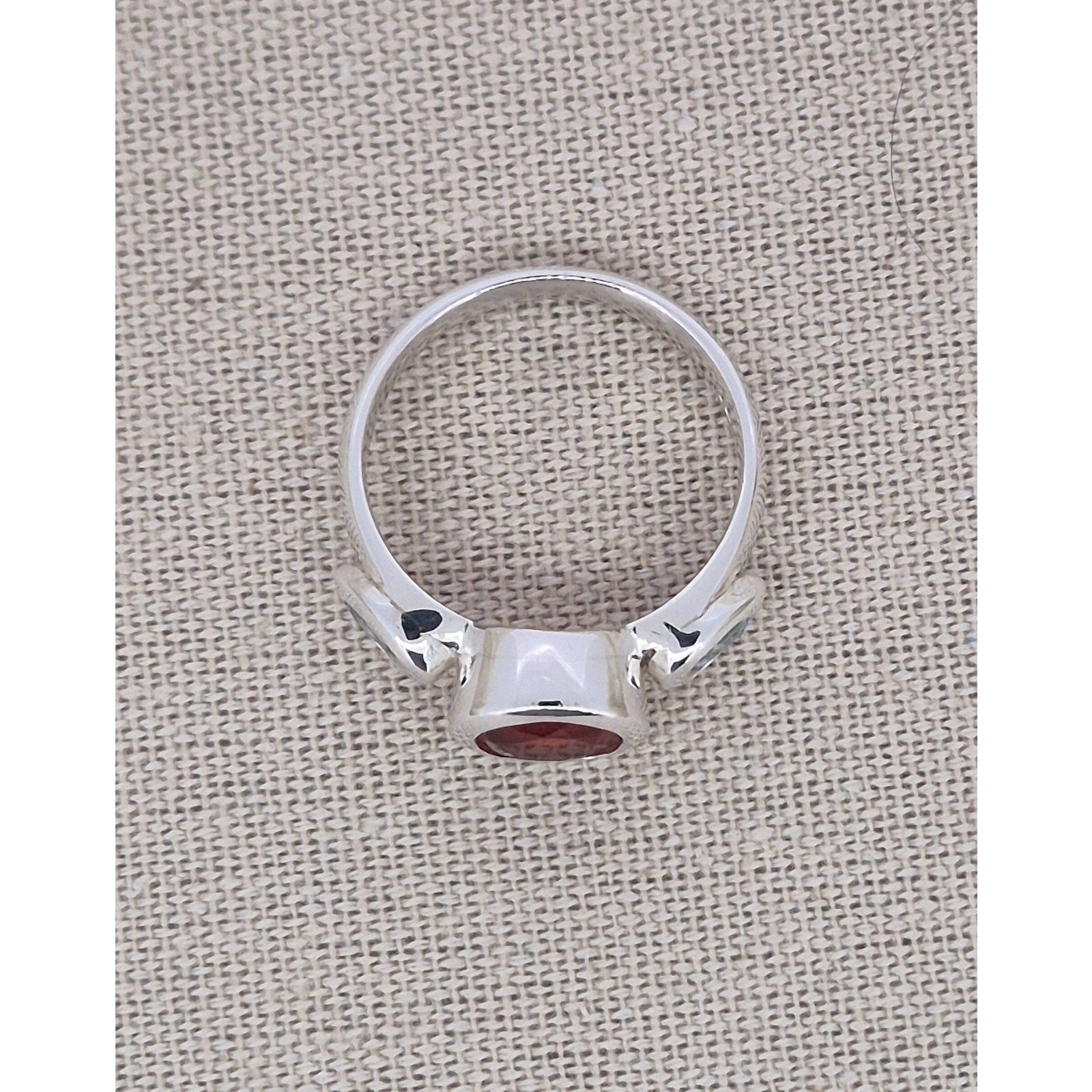 Mexican Fire Opal & Aquamarine Silver Statement Ring Size R image 7