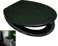 Glitter Sparkly Black Resin Toilet Seat Strong Chrome Hinges Loo Seat W Fittings