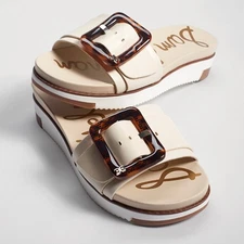 Sam Edelman Ariane Ivory Leather Platform Slide Sandel Size 6