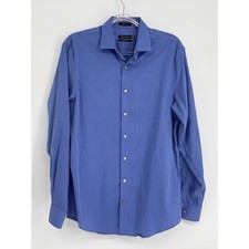 Kenneth Cole New York Mens Regular Fit Dress Shirt Blue Stripe Sz 15.5 34/35