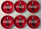 Coca-Cola Coaster Set of 6 Metal Red Bottle Logo Bar Coasters Retro Vintage