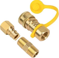 Natural Gas Quick Connect Fittings 3/8 Inch Solid Brass for LP Gas Propane