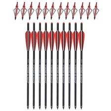 12X 16" Crossbow Bolts Carbon Arrows +12 Broadheads 100 Grain Targets Hunting
