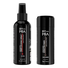 By Mia Hair Building Fiber Dark Brown 21g + With Hair Locking Spray 100ml Set