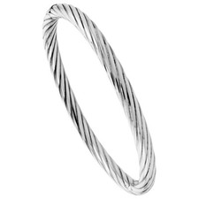 925 Sterling Silver Twisted Tube Bangle Bracelet 5mm Wide 8.6" Long