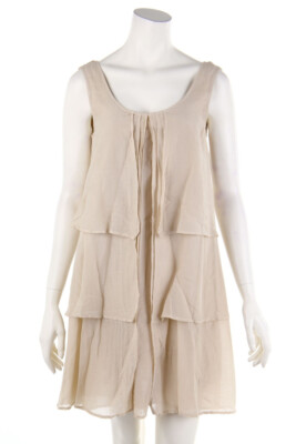 EKLE dress Silk Applications D 36 beige NEW