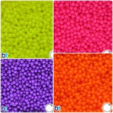BeadTin Neon Bright 5mm Round Plastic Beads (700pcs) - Color choice