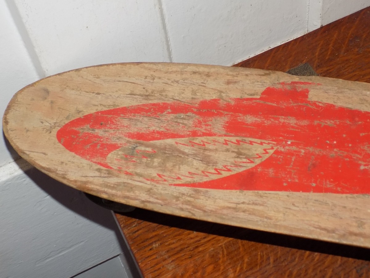 Vintage Shark Wooden Skateboard By Nash with Metal Wheels | eBay