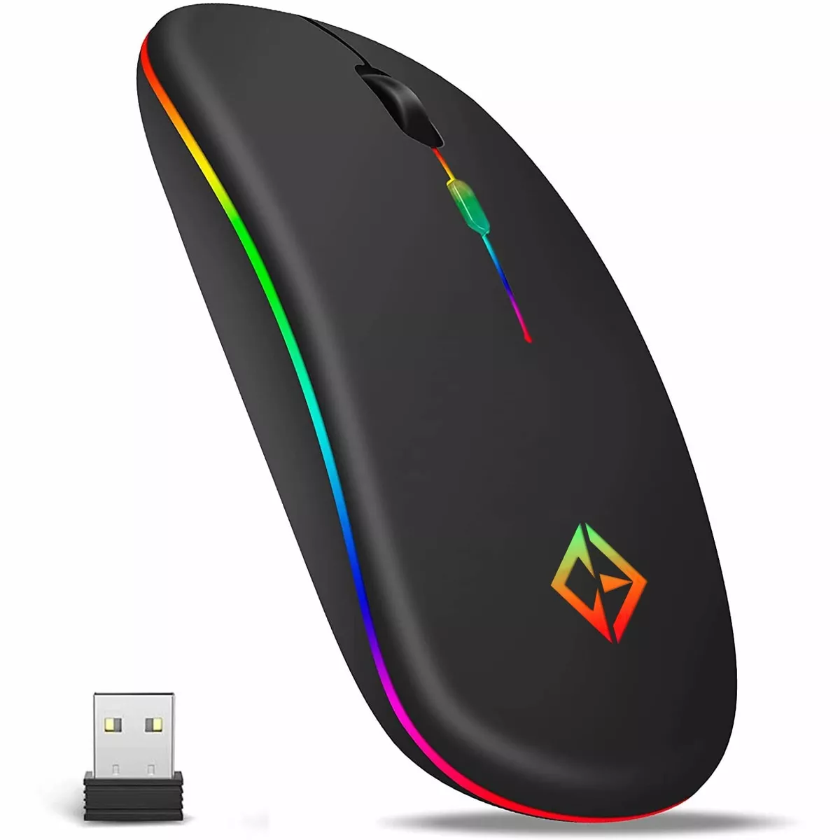 LED Wireless Mouse Rechargeable Optical Gaming Mice USB For PC