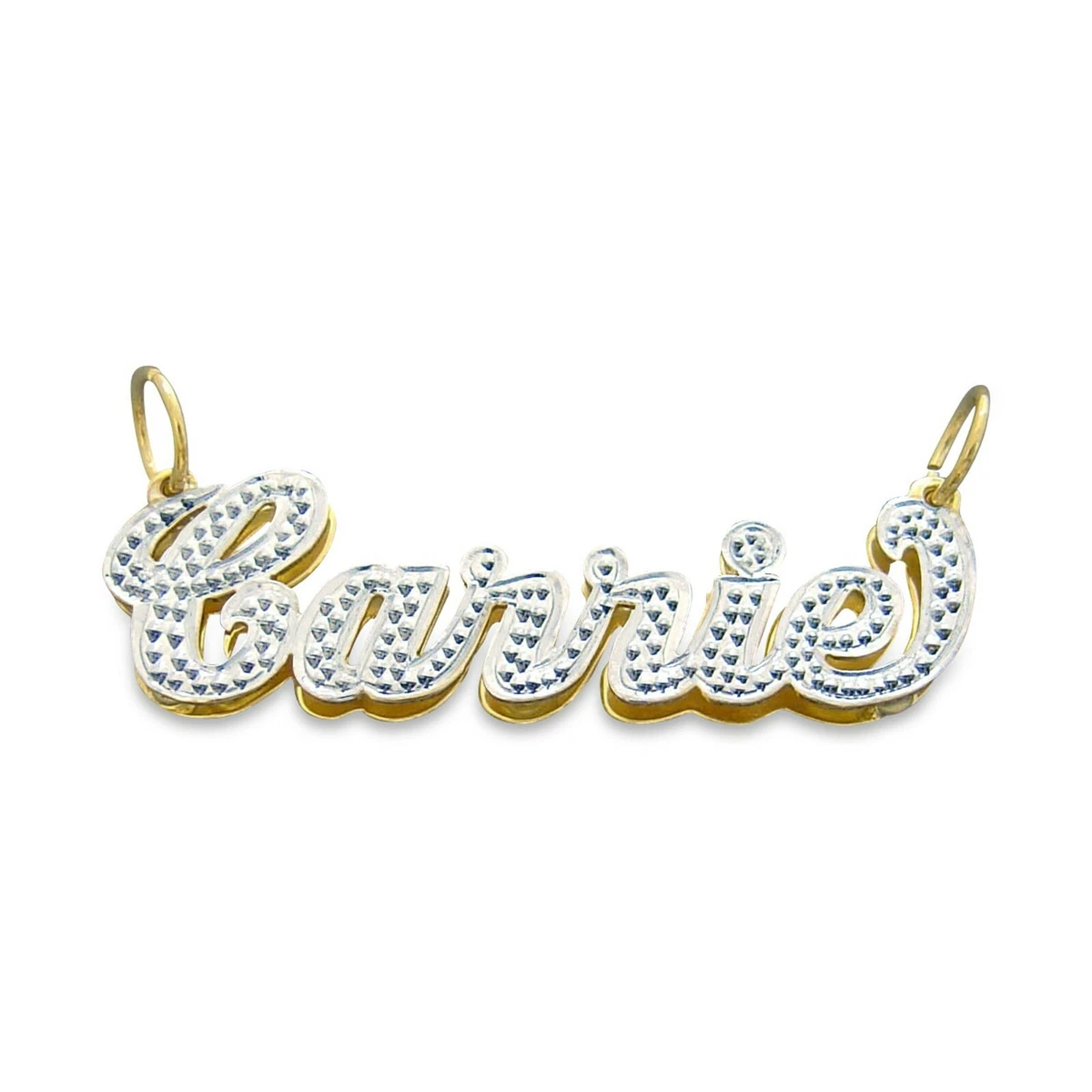 Junior Size Personalized 10K Solid Gold Double Plate Name Pendant