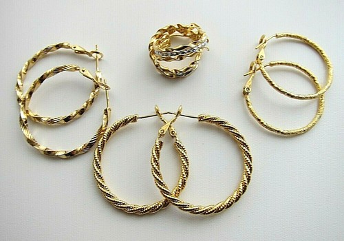 14K Yellow Gold Filled Twisted Stud Hoop Earrings - NEW. - Picture 4 of 21