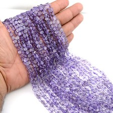 AAA Quality Natural Amethyst Coin Beads 13 Inch Handmade 1 Strand