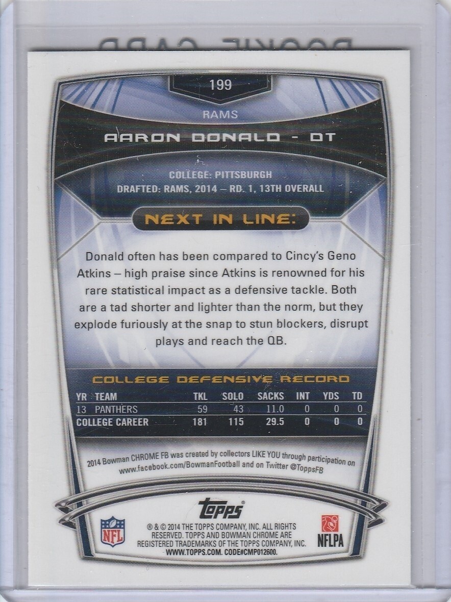 AARON DONALD ROOKIE CARD 2014 Bowman Chrome FOOTBALL RC Los Angeles