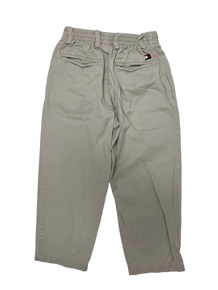 Pantalones de vestir vintage Tommy Hilfiger para niño cintura elástica pierna recta caqui talla 6 Foto 3 de 4