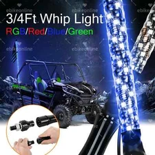 3/4FT LED RGB/Red/Green/Blue Whip Lights Pole Antenna For Polaris RZR Can-am UTV
