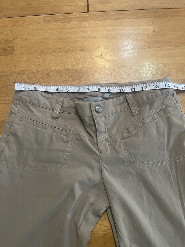 Athleta Dipper Pants Womens 4 Low Rise Cargo Flare Hiking Outdoor Khaki