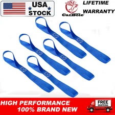 6Pack Blue Soft Loop Tie Down Straps for Motorcycle Snowmobile Towing Cargo ATV