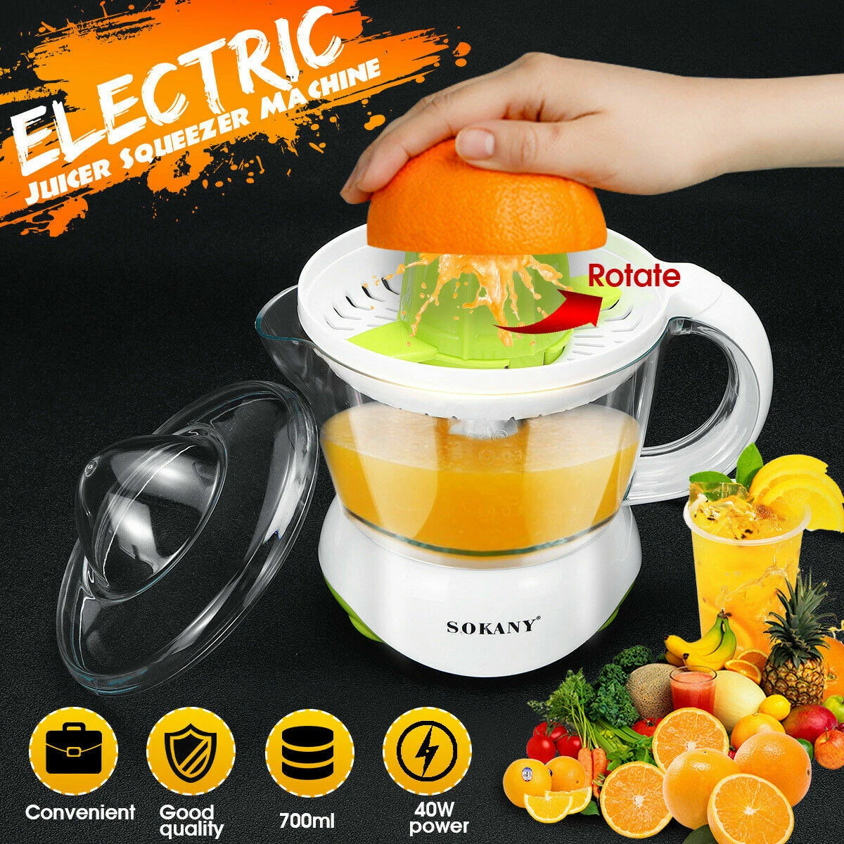 Electric Fruit Juicer Press Machine Citrus Orange Fruit Lemon Squeezer Extractor
Opens in a new wind