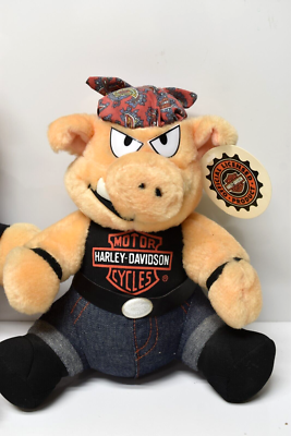 Vintage 1990's Harley Davidson Biker Plush Hog Pig Play By Play