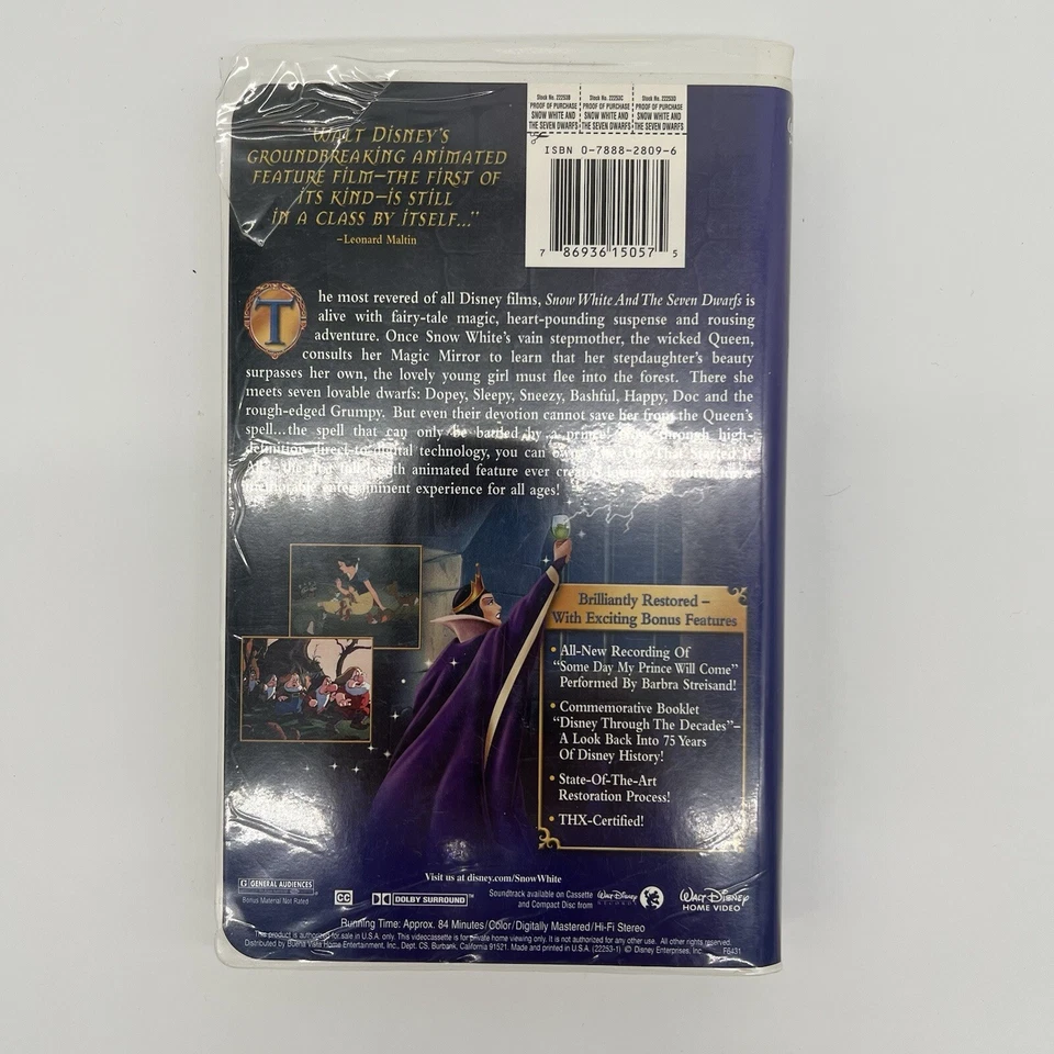 Snow White and the Seven Dwarfs (VHS, 2001) Platinum Edition – Preowned - Image 3 of 4