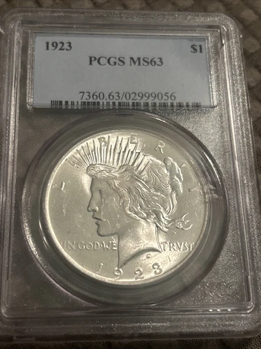 1923 (P) Peace Silver Dollar $1 - PCGS MS63 - OBH  Great Luster⭐️⭐️