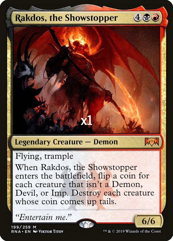 Rakdos, the Showstopper 1x FOIL RNA MTG Ravnica Allegiance Mythic MINT black red Rakdos, the Showstopper 1x FOIL RNA MTG Ravnica Allegiance Mythic MINT black red