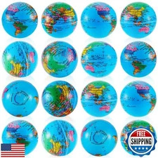Gerrii 40 Pcs World Globe Stress Balls Bulk Earth Globe Squeeze Balls Map 2.5