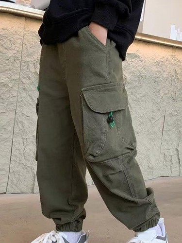 Boys Cargo Jogger Pants Dance Trousers Elastic Waist Casual Sports Sweatpants - Picture 60 of 71