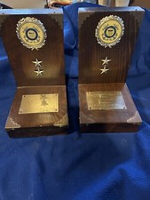 Vintage 1983 US Coast Guard Aux Award Bookends National Vice Commodore