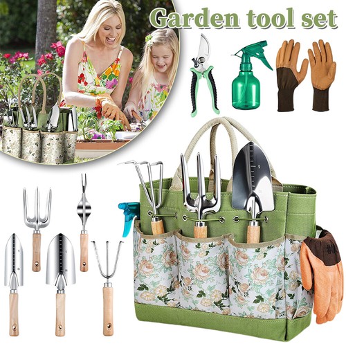 9-Piece Premium Gardening Tool Set-Heavy Duty Stainless Steel Rust ...