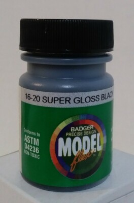 Badger Modelflex acrylic paint 16-20, Super Gloss Black.