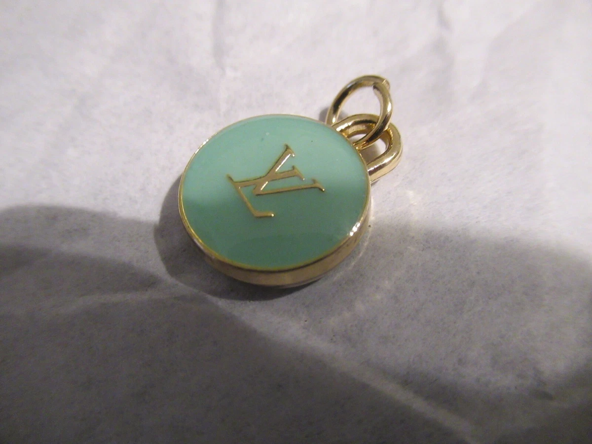 LOUIS VUITTON LV 1 ZIPPER PULL CHARM teal GOLD tone metal , 14mmx