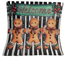 Gingerbread Men Double Sided Christmas Throw Pillow Cover Holiday Home Decor 18  