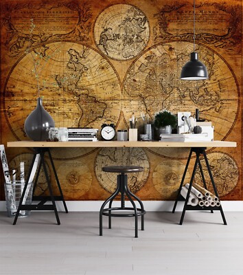 3D Yellow Retro Map O1282 Wallpaper Wall Murals Removable Wallpaper Sticker Eve